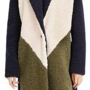 J. Crew Navy, Cream, and Olive Colorblock Sherpa Teddy Jacket